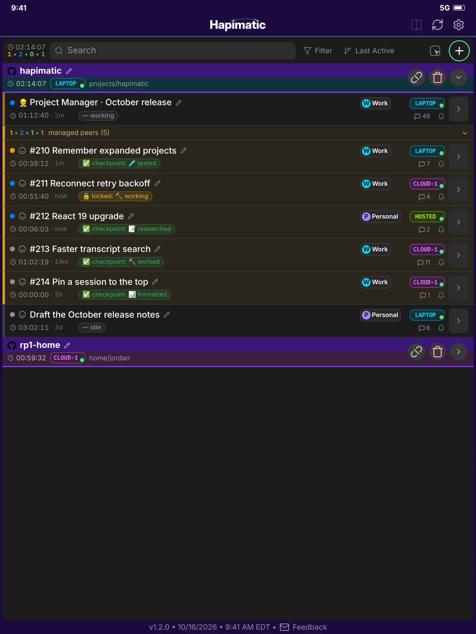 The list on a tablet.