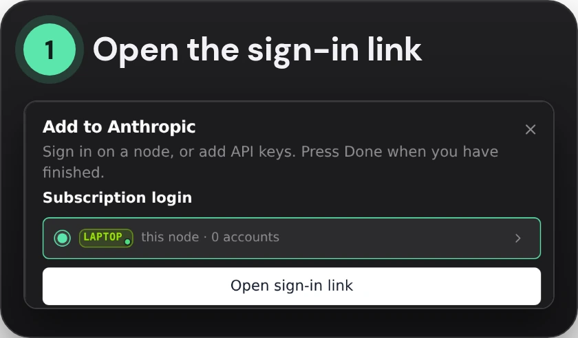 Hapimatic's Add to Anthropic box, with Open sign-in link