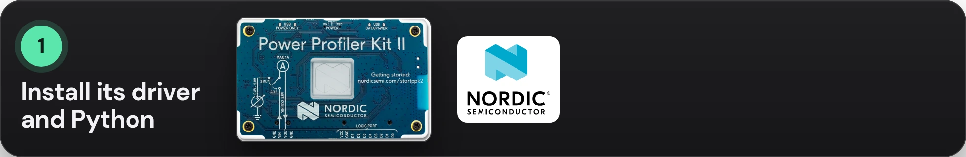 Nordic's photo of the Power Profiler Kit II, and Nordic's logo